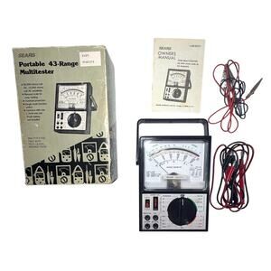 Vintage Sears Portable 43-Range
Multitester in Original Box w/ Manual - Tested
